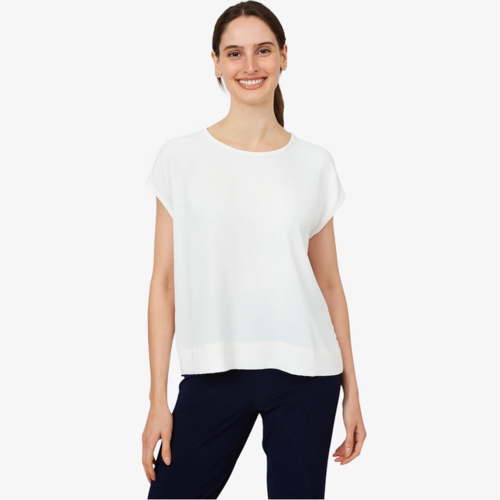 MarlaWynne White Short-Sleeve Crewneck Top